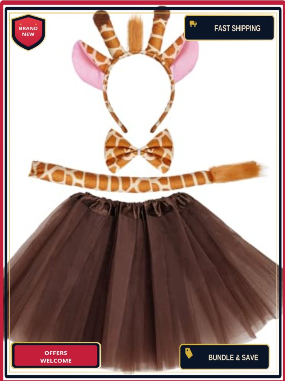 Giraffe Costume Tutu Set Animal Fancy Dress Kit Halloween Party Accessories